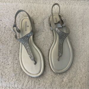 Silver Bandolino Crystal Rhinestone Flat Kyrie Sandals 6.5